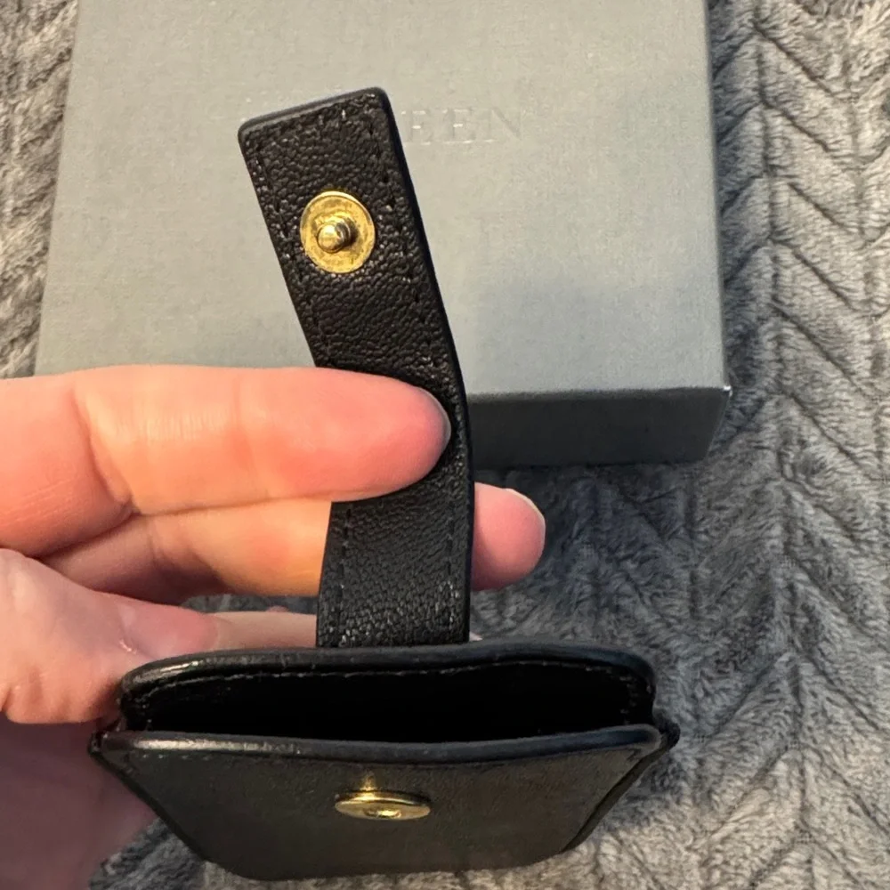 Alexander McQueen Black Phone Holder with Gold Skull Detail